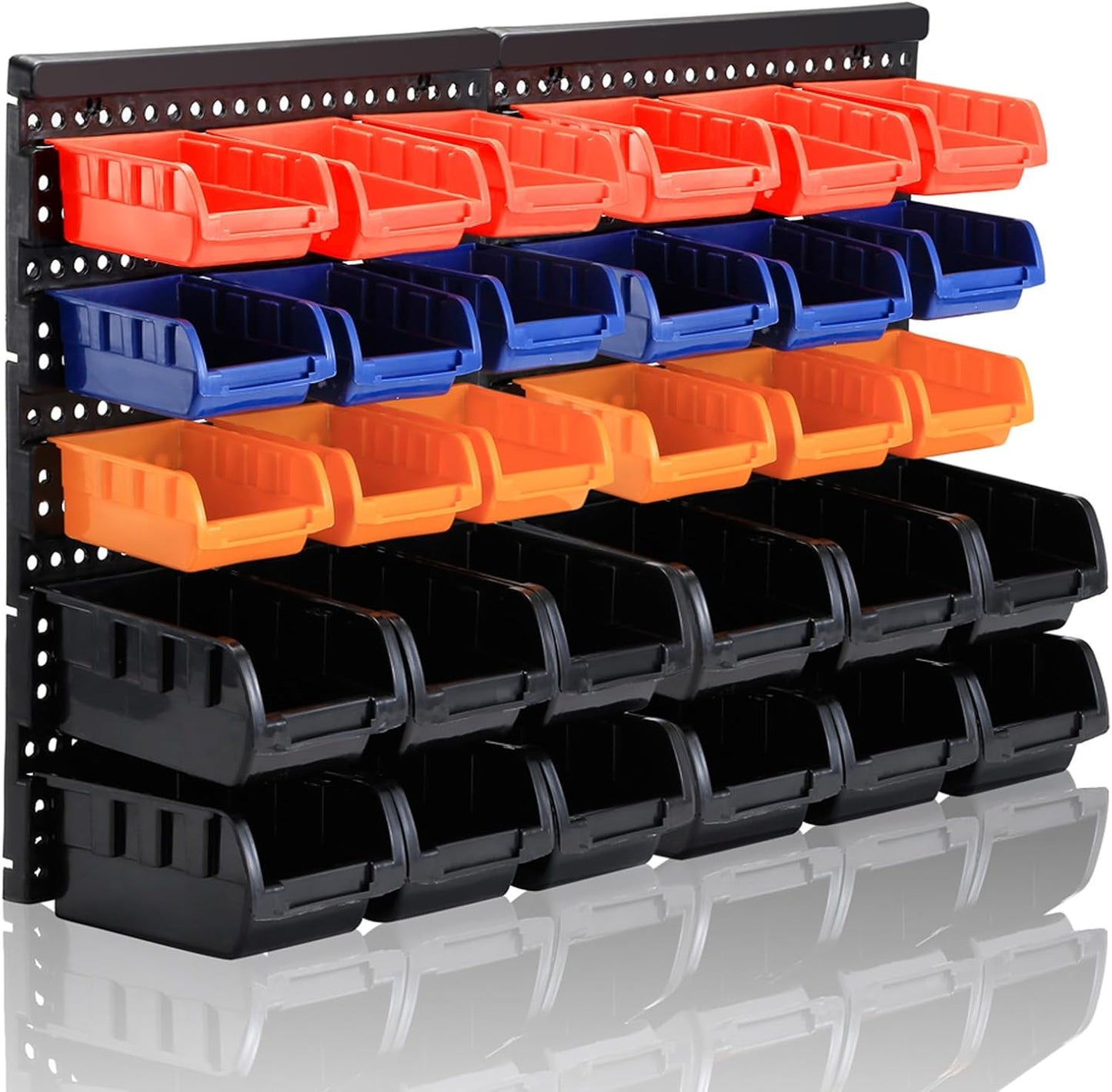Wall Mounted Storage Bins Parts Rack 4 Colors Bin Organizer Garage Plastic Shop Tool, Garage Organizers and Storage (Style-Classic) 25.2"*16.2"