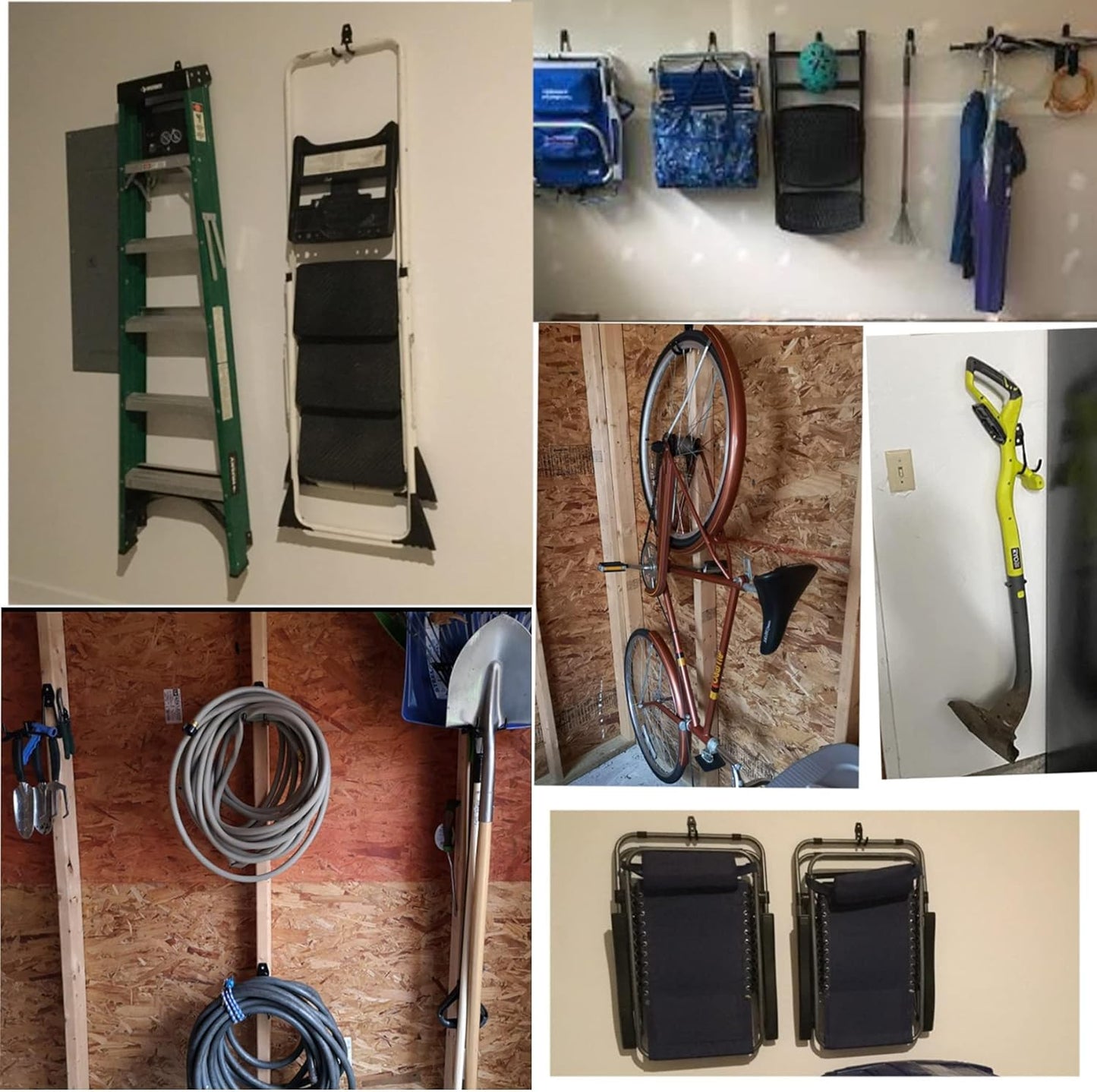 Garage Storage Utility Hooks - 2.8 Inch Wall Mount Hanging Hook, Tool Organizer, Heavy Duty Double Hook