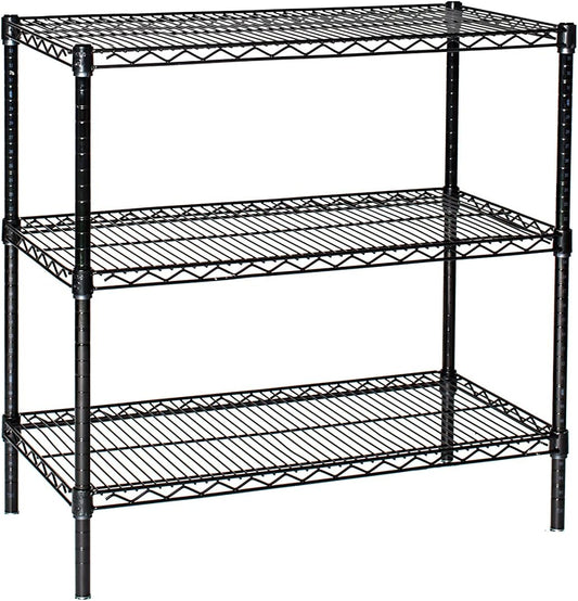 Omega 24" Deep x 36" Wide x 36" High 3 Tier Black Starter Shelving Unit