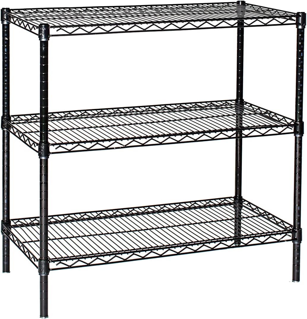 Omega 30" Deep x 48" Wide x 96" High 3 Tier Black Starter Shelving Unit