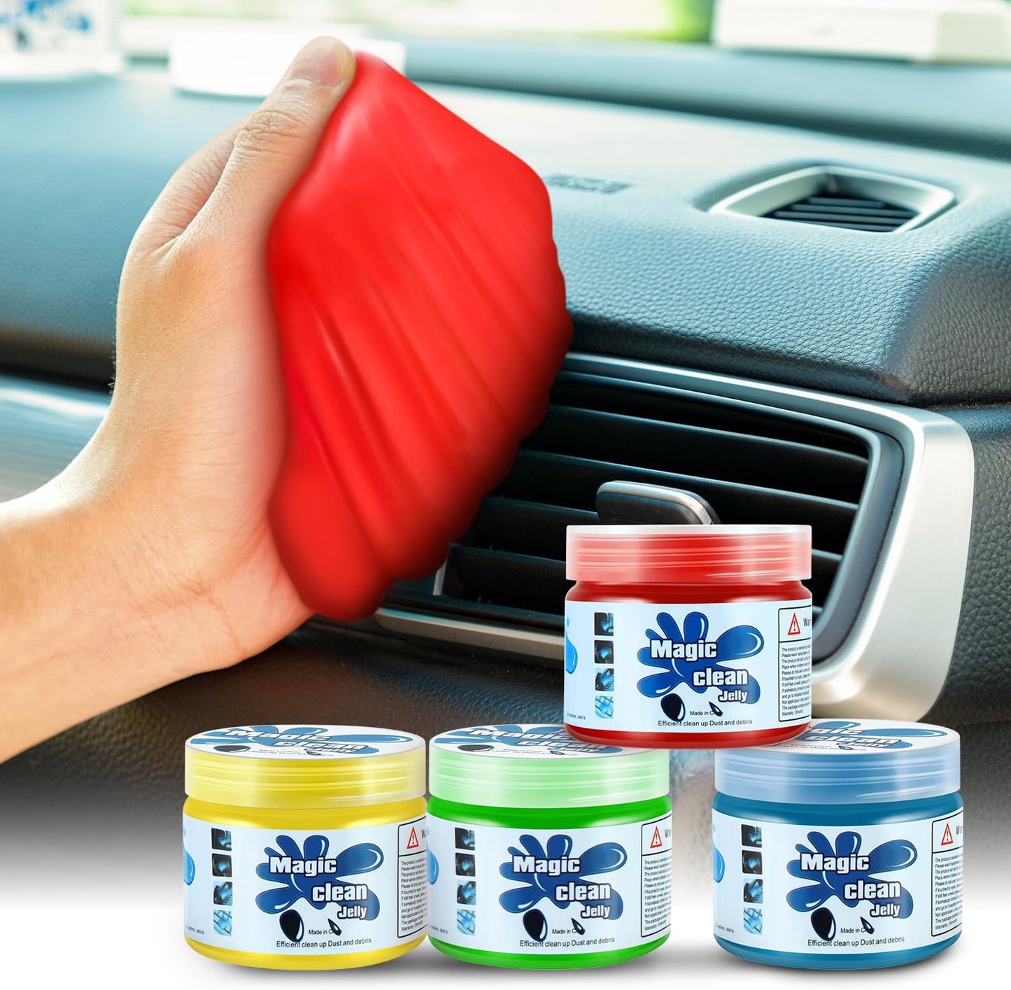 DNA MOTORING 4 Pack Car Cleaning Gels Auto Detailing Tools Cleaning Putty Car Interior Cleaner, Car Jelly Cleaner, Keyboard Cleaner, Car Cleaning Supplies Car Gifts for Men Women, TOOLS-00150