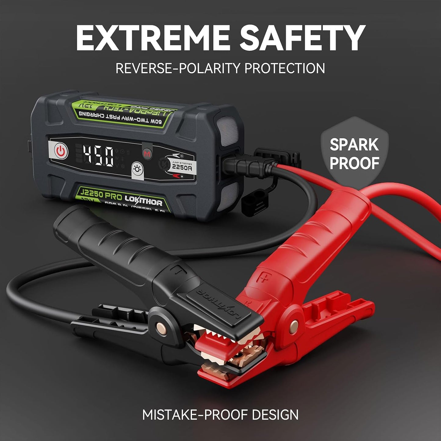 J2250 PRO Jump Starter with ConnectMax, 2250A LiFePO4 Car Starter Battery for 8.0L Gas and 6.0L Diesel Engines, Jump Pack with 60W Two-Way Fast Charging, Super-Safe and 2000 Cycle Life