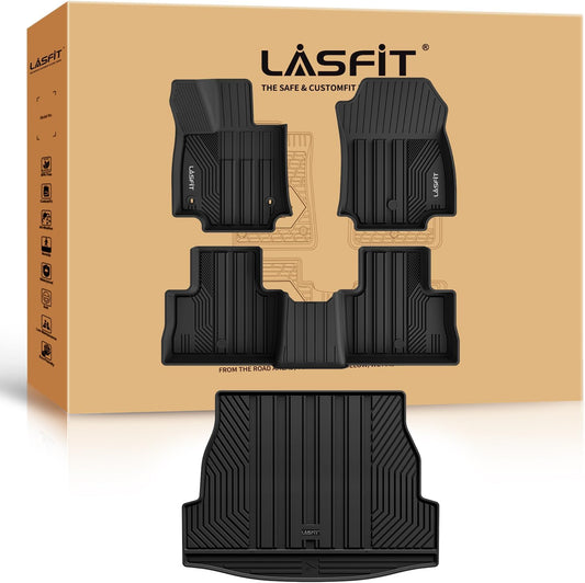 LASFIT Floor Mats&Trunk Mat for Toyota RAV4 2019-2025(Not Fit Hybrid) All Weather TPE Mats Custom Fit for Floor Liner for Toyota RAV 4 LE/XLE/Limited/TRD/Adventure Front and Rear 2 Row Car Mats,Black