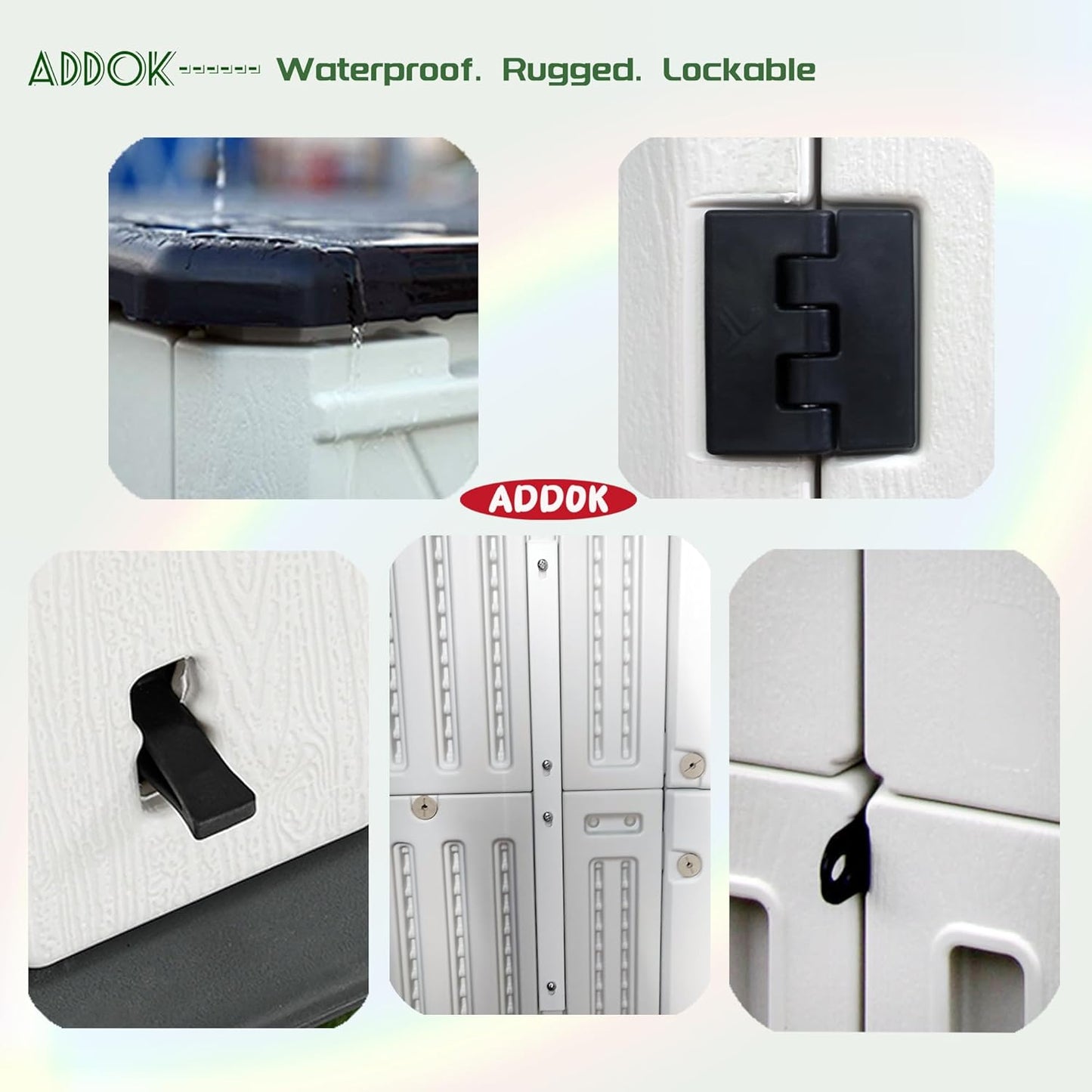 ADDOK Vertical Outdoor Storage Shed with Floor, 54 Cu Ft Outdoor Storage Cabinet with Lockable Double Doors, All-Weather Durable Plastic Construction for Patio, Backyard, Lawn and Garden, White