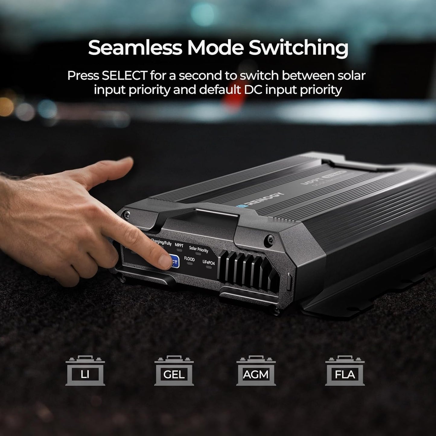 Renogy 12V 40A DC to DC Charger with MPPT & Solar Input - 670W Dual Charging Car Battery Chargers for RV Marine Camping Compatible with LiFePO4, Gel, Flooded, and Sealed Lead Acid Batteries