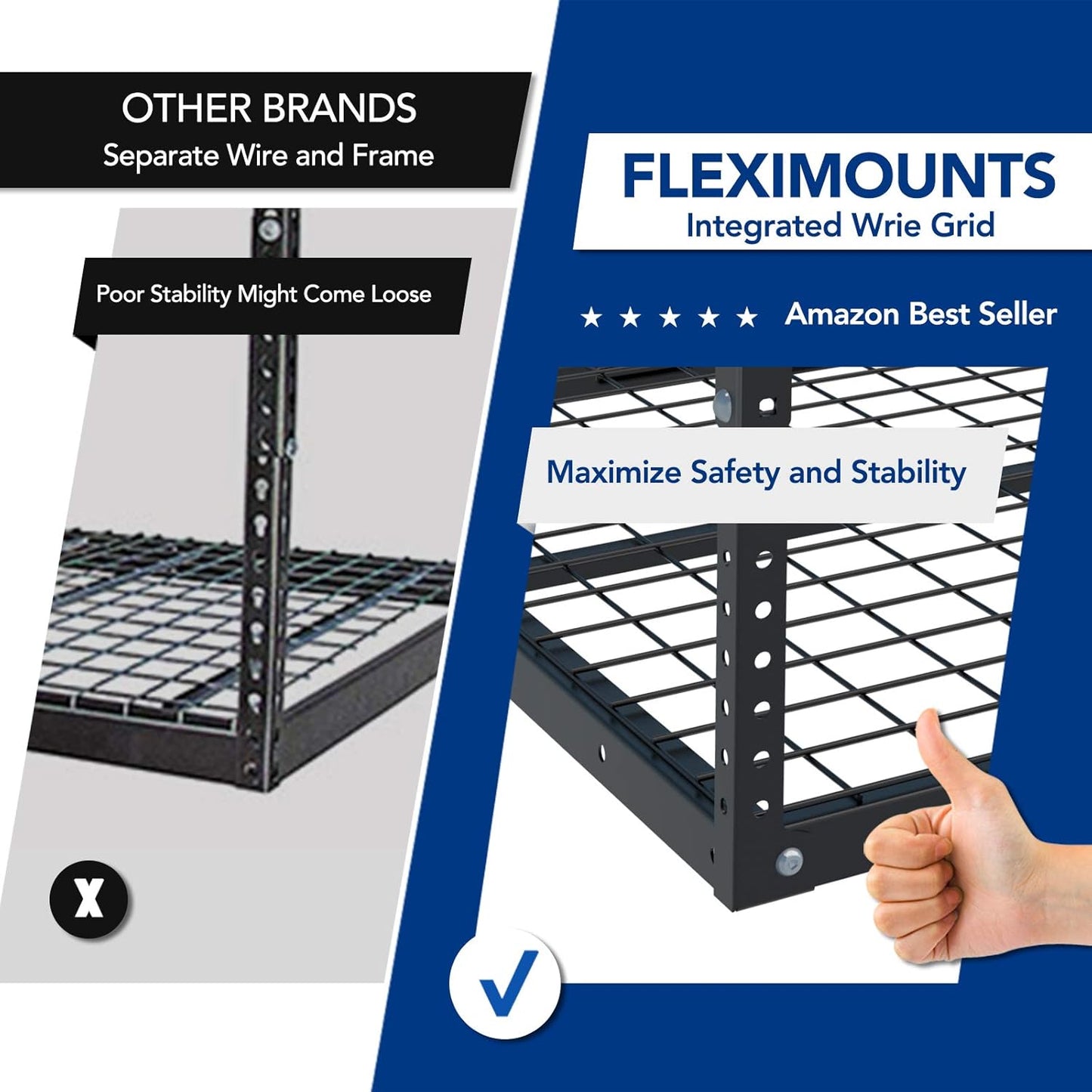 FLEXIMOUNTS 2 Pack 3x6 Overhead Garage Storage Adjustable Ceiling Rack 72" Length x 36" Width x 40" Height, 900lbs Total Weight Capacity, Black