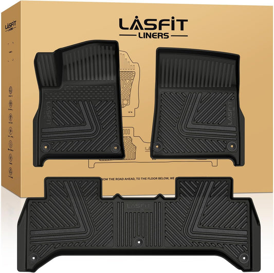 LASFIT Floor Mats for Rivian R1T 2024 2023 2022, All Weather Floor Liner TPE Custom Fit Car Mats for Rivian R1T 1st & 2nd Row Rubber Mats, Black,Tasteless, Durable and Easy to Clean