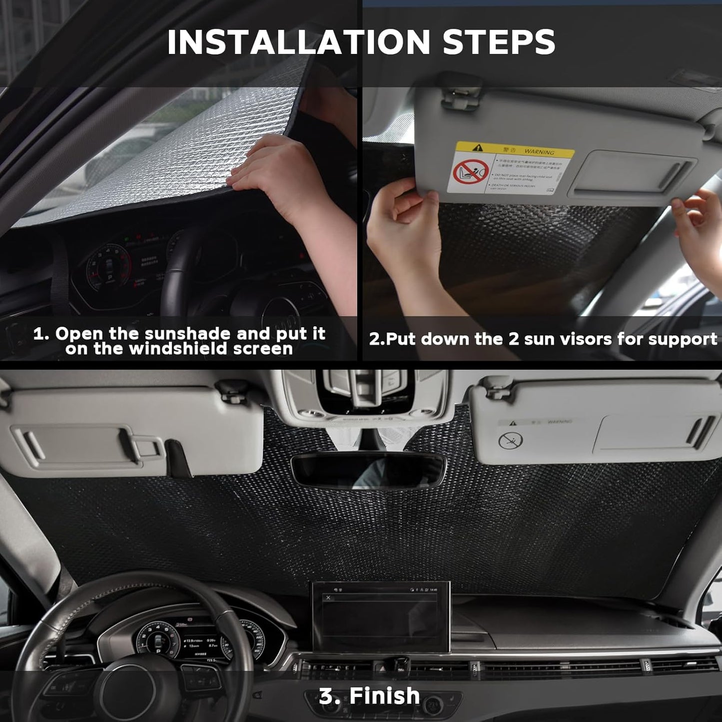 Windshield Sun Shade for 2007-2024 Honda Fit EX EXL Sport Engine - 5-Layer Bubble Foldable Front Window Shade Sun Visor Accessories - Blocks Heat & UV Rays