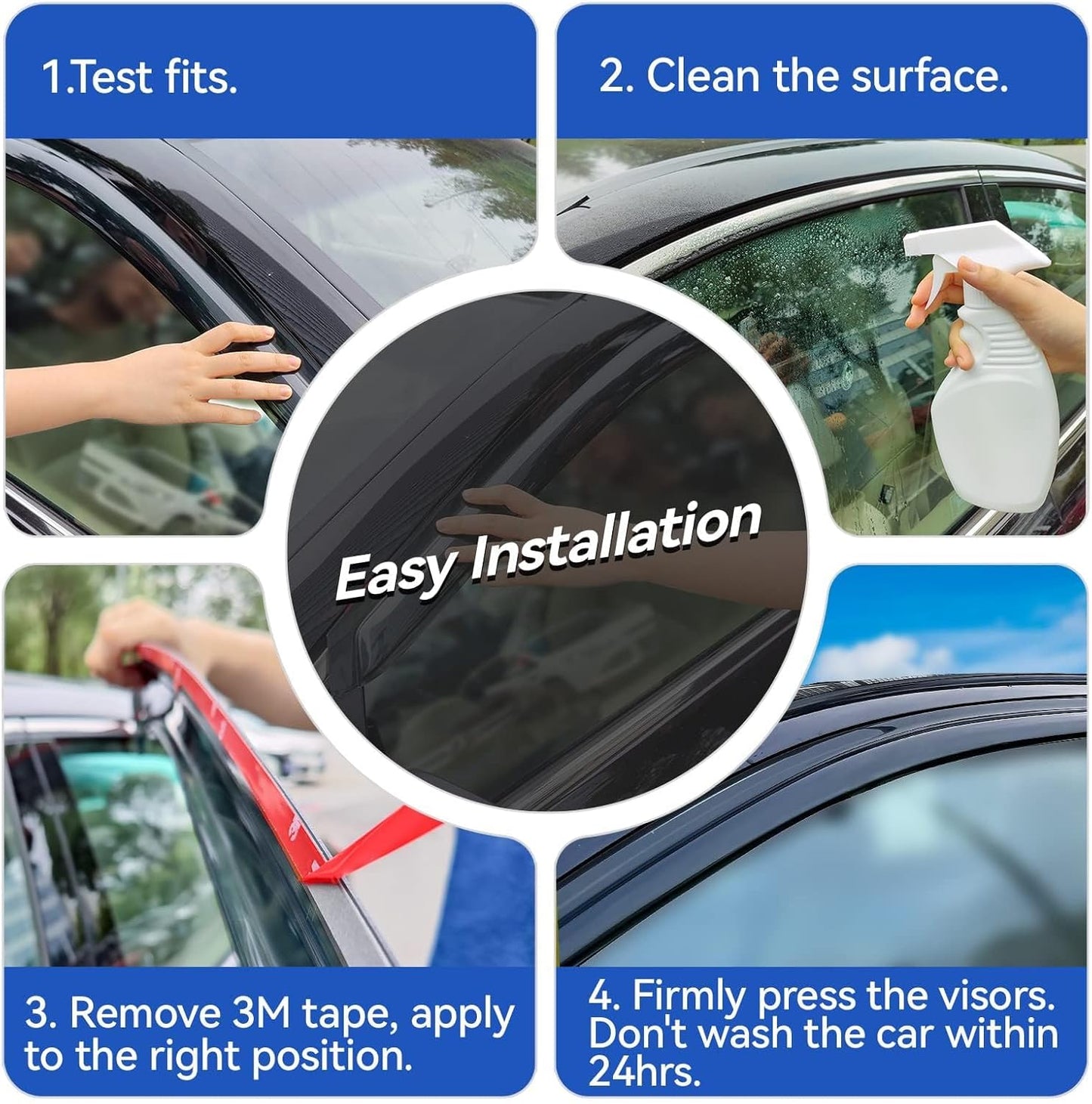 Window Visors Rain Guards for 2009-2018 Ram 1500 Crew/Mega Cab/Full-Size Cab, Window Vent Wind Deflectors Visors Shades for 2010-2025 Ram 2500 & 3500, 2019-2024 Ram 1500 Classic Body Models Only