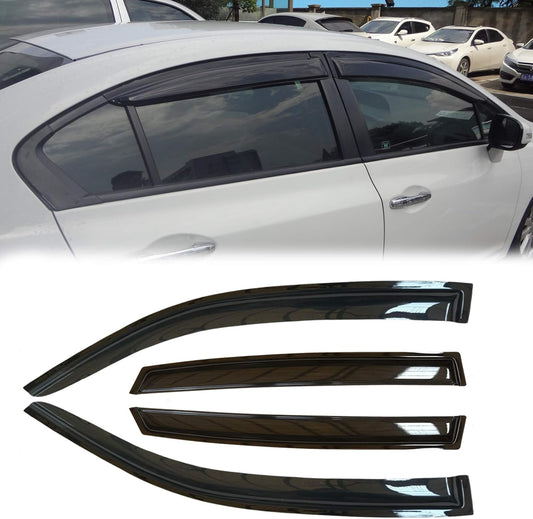 Side Window Visor Vent Deflectors,4pcs Out-Channel Tape On Dark Smoke Sun Rain Guards fit for 2010-2016 Buick LaCrosse 94215