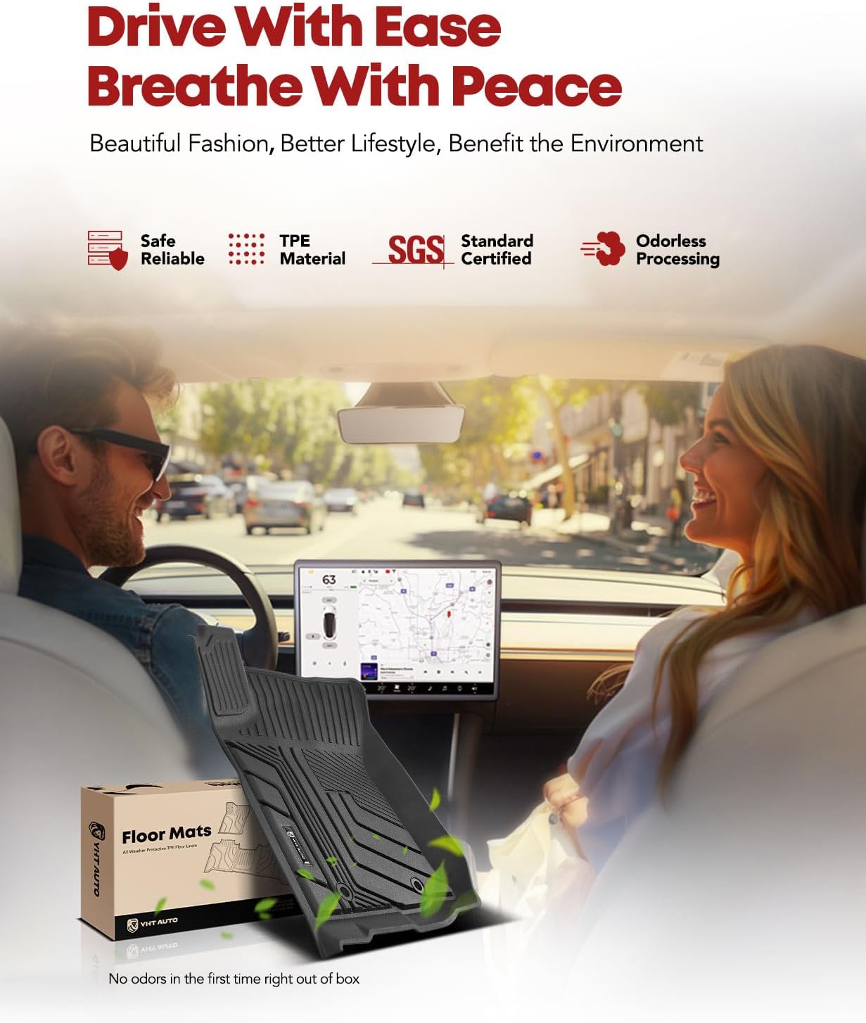 YHTAUTO Floor Mats Fit 2016-2023 Toyota Tacoma Double Only for Automatic, TPE All Weather Floor Liner Odorless Custom Fit Car Mats, 1st 2nd Row Tacoma Accessories, Black