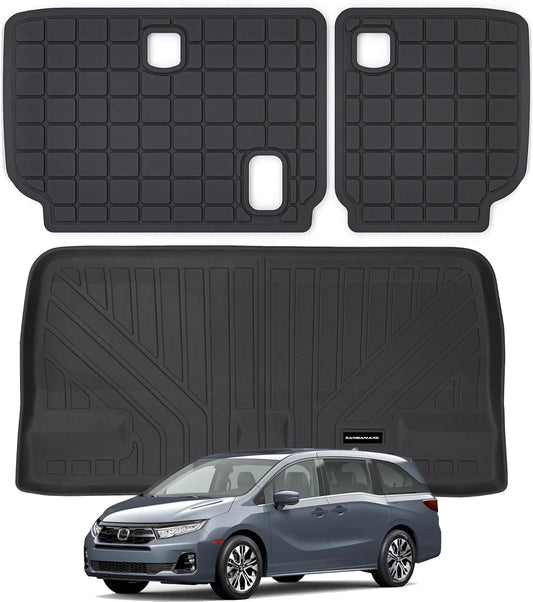 Cargo Liner Trunk Mats for 2011-2025 Honda Odyssey, TPE All Weather Protection Car Trunk Mat Accessories-Black