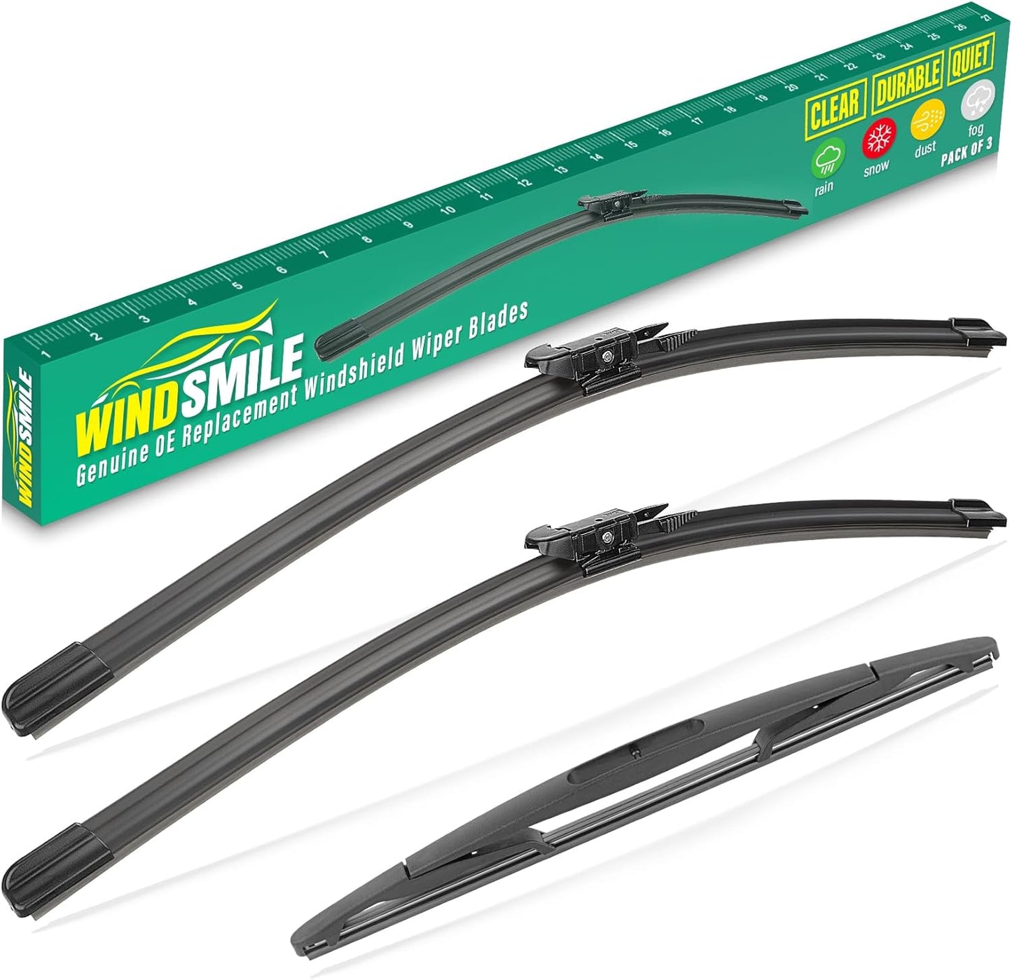 24" 21" 12" Windshield Wiper Blades Replacement for Buick Enclave 2012 2013 2014 2015 2016 2017 Premium All Weather Front Rear Wipers Set - OEM Quality (Pack of 3)