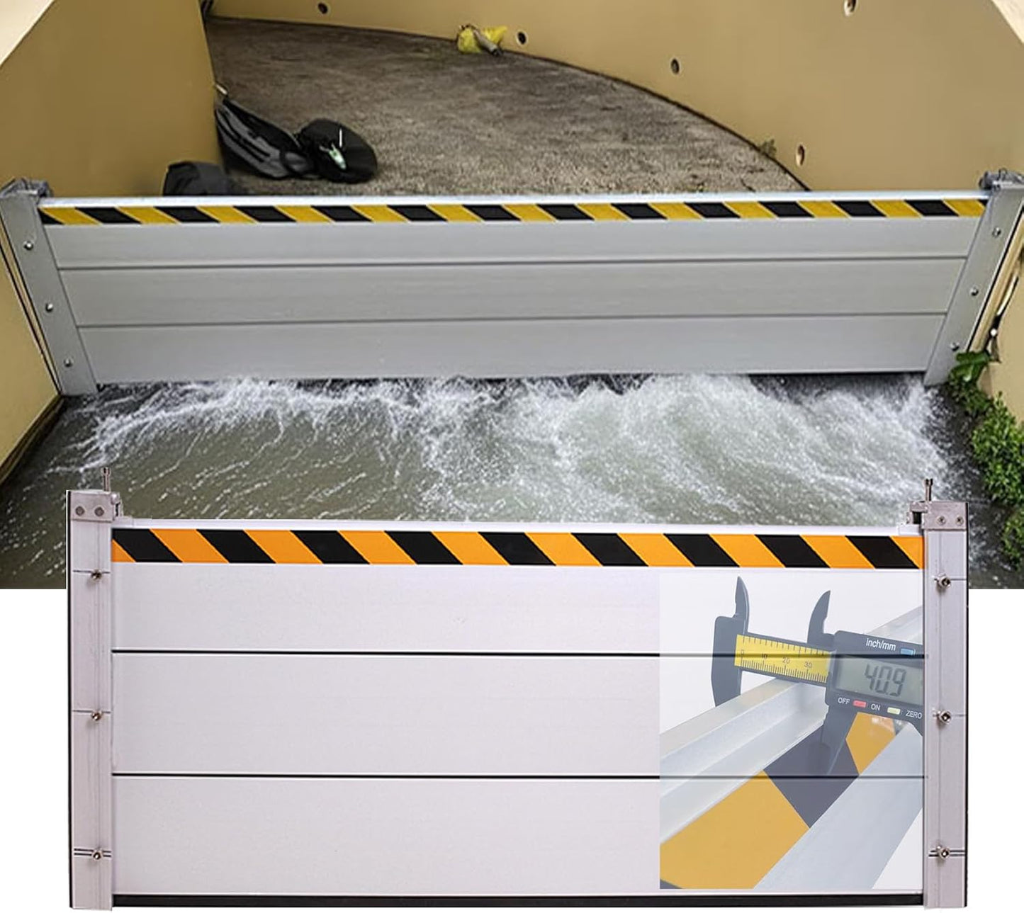 Reusable Heavy Duty Aluminum Flood Barriers for Home Exterior, Flood Protection Barriers Water Barrier Door Quick Detachable Garage Doors Detachable Mobile Rain Water Baffle (H 7.9 inch L 20FT)