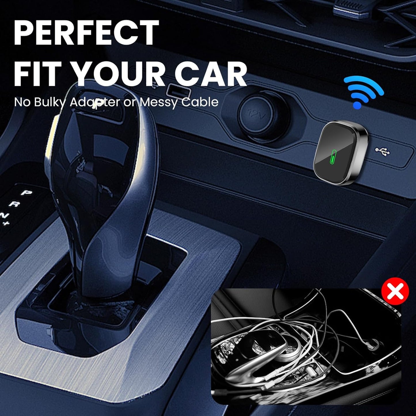 Wireless CarPlay Adapter,2-in-1 Apple CarPlay & Android Auto Wireless Adapter with Mini Snug Fit Design, Converts Factory Wired to Seamless for iPhone iOS 10+ & Android 11+ (Black)