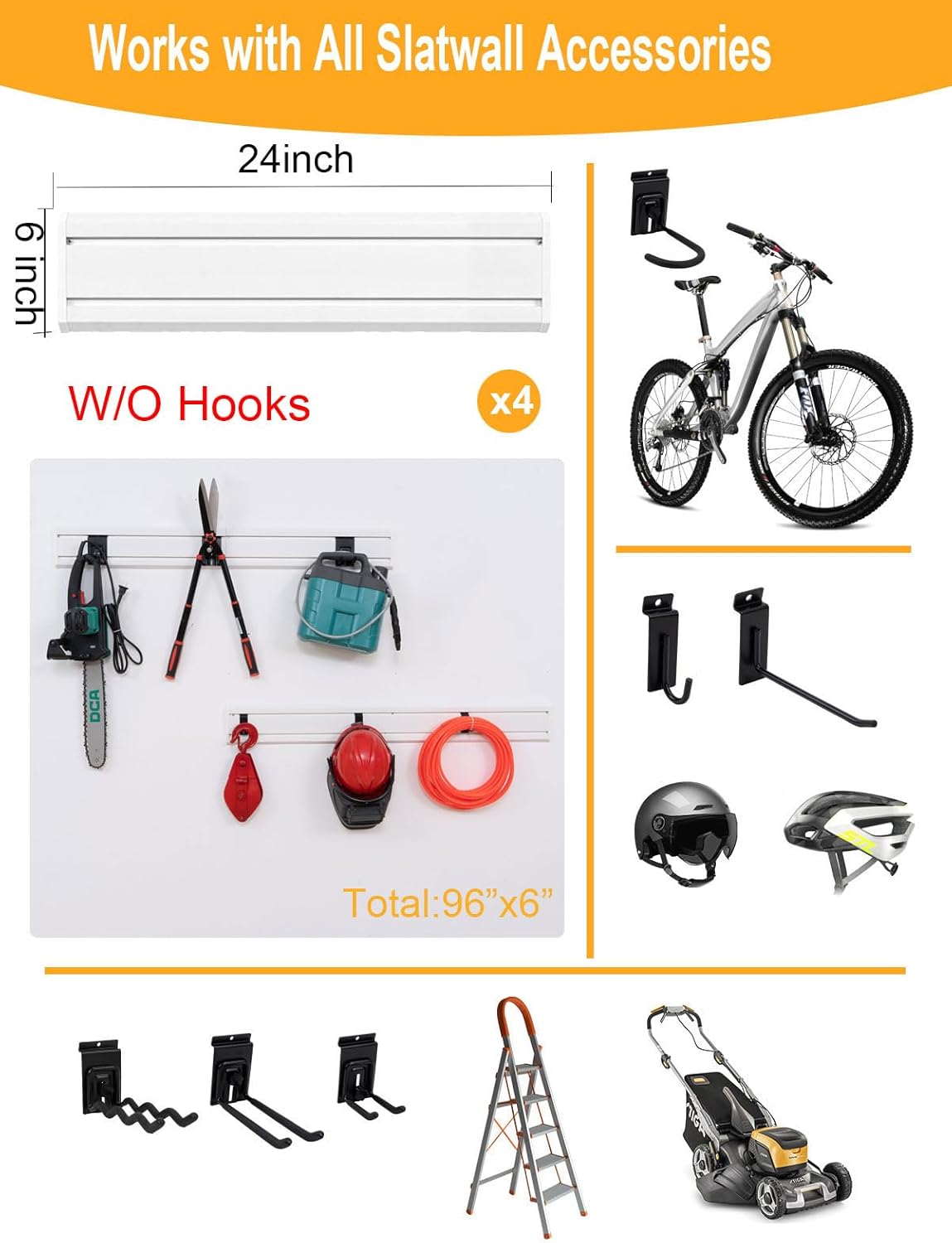 Slatwall Panels Garage Tool Organizer Wall Mount Garage Slat Wall Storage Systems, Bike Storage Rack Garage Organizers and Storage PVC Wall Panels Slat Wall Paneling