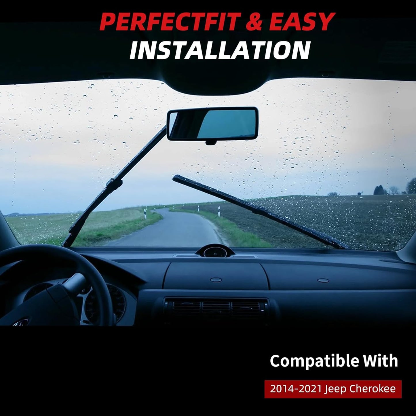 OTUAYAUTO Windshield Wiper Blades - Replacement for Jeep Cherokee 2014-2023, Original Factory Quality Front and Rear Wiper Blade - U Hook 26"+18"+14"(Pack of 3)