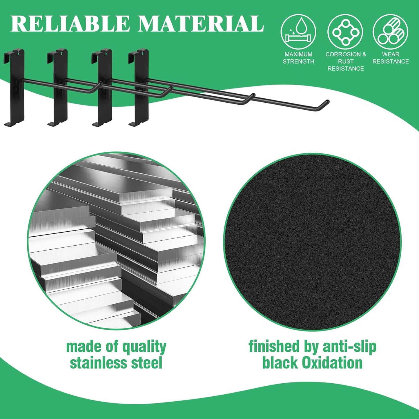 40Pcs 4" 6" 8" 10" Gridwall Display Hooks Assortment Set, Black Metal Grid Wall Panel Hanging Display Hook for Garage Shop Retail Storage, Wire Diameter 5mm/ 0.2”