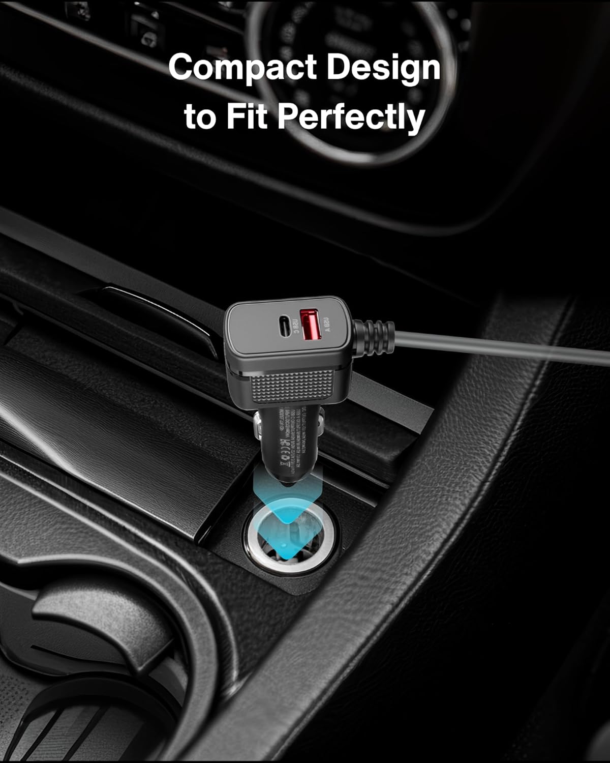 Car Charger Cable for Starlink Mini 16.5FT with Display - 12-24V Cigarette Lighter to DC Power Cable, 60W DC + 33W Dual USB-C/USB-A Adapter for Trucks, RVs & Boats, 18AWG Cord with Voltage Monitoring