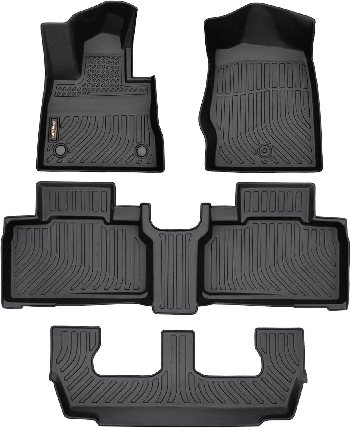Binmotor-All Weather Floor Mats Custom Set for Ford Explorer 7 Seat 2020-2025, Heavy Duty TPE Car Floor Liners Explorer Accessories