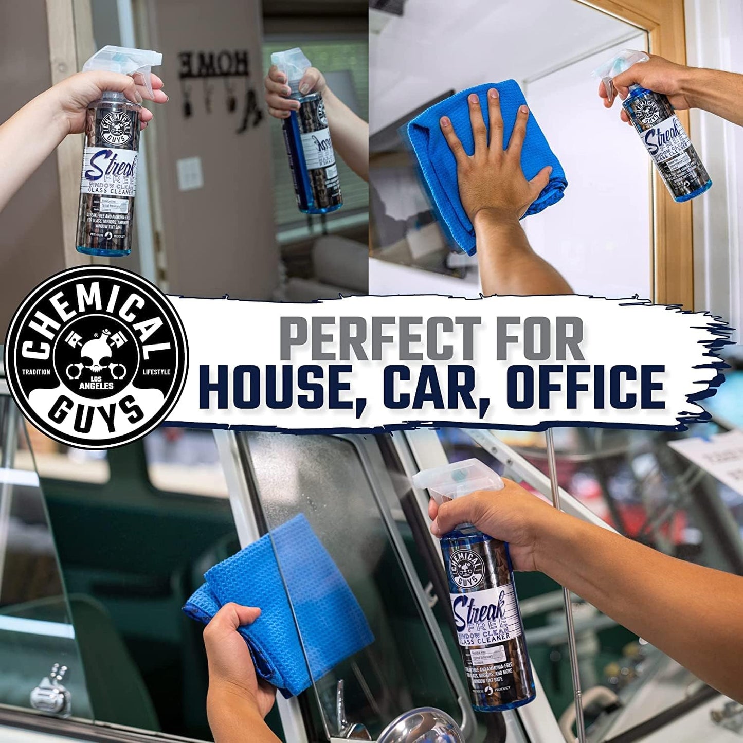 Chemical Guys CLD3001602 Streak Free Glass & Window Cleaner (Works on Mirrors, Navigation Screens & More; Car, Truck, SUV and Home Use), Ammonia Free & Safe on Tinted Windows, (2 Pack) 16 fl oz