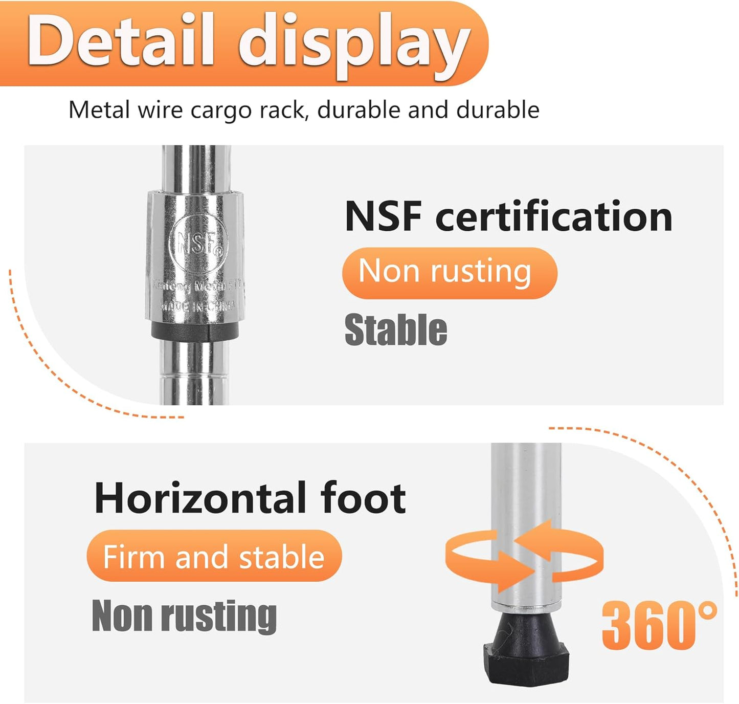 BestOffice 5 Tier Garage Shelving Heavy Duty Metal Shelves 17”D x 12”W x 48”H Easy Assemble Storage Shelves NSF Certified Wire Shelving with Leveling Feet for Garage Home Office, Chrome