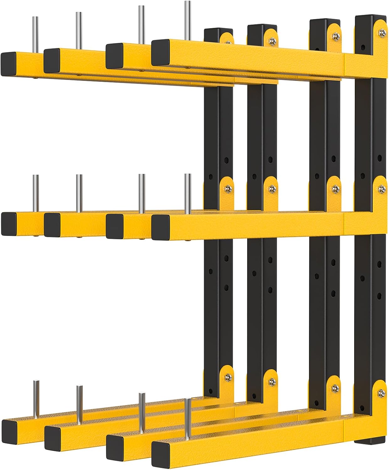 Lumber Rack Wall Mount Storage Racks Folding Wood Organizer Heavy Duty Shelf Brackets With 6-Level 720 Lbs Capacity Yellow Metal Utility Racks Garage Wall Shelving for Indoor and Outdoor Use (4 Pack)