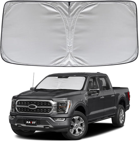 KAYZT Windshield Sun Shade for Ford F150 2021-2025 Super Crew Cab, Super Cab, Regular Cab Foldable Sunshade Front Window Custom Fit Accessories