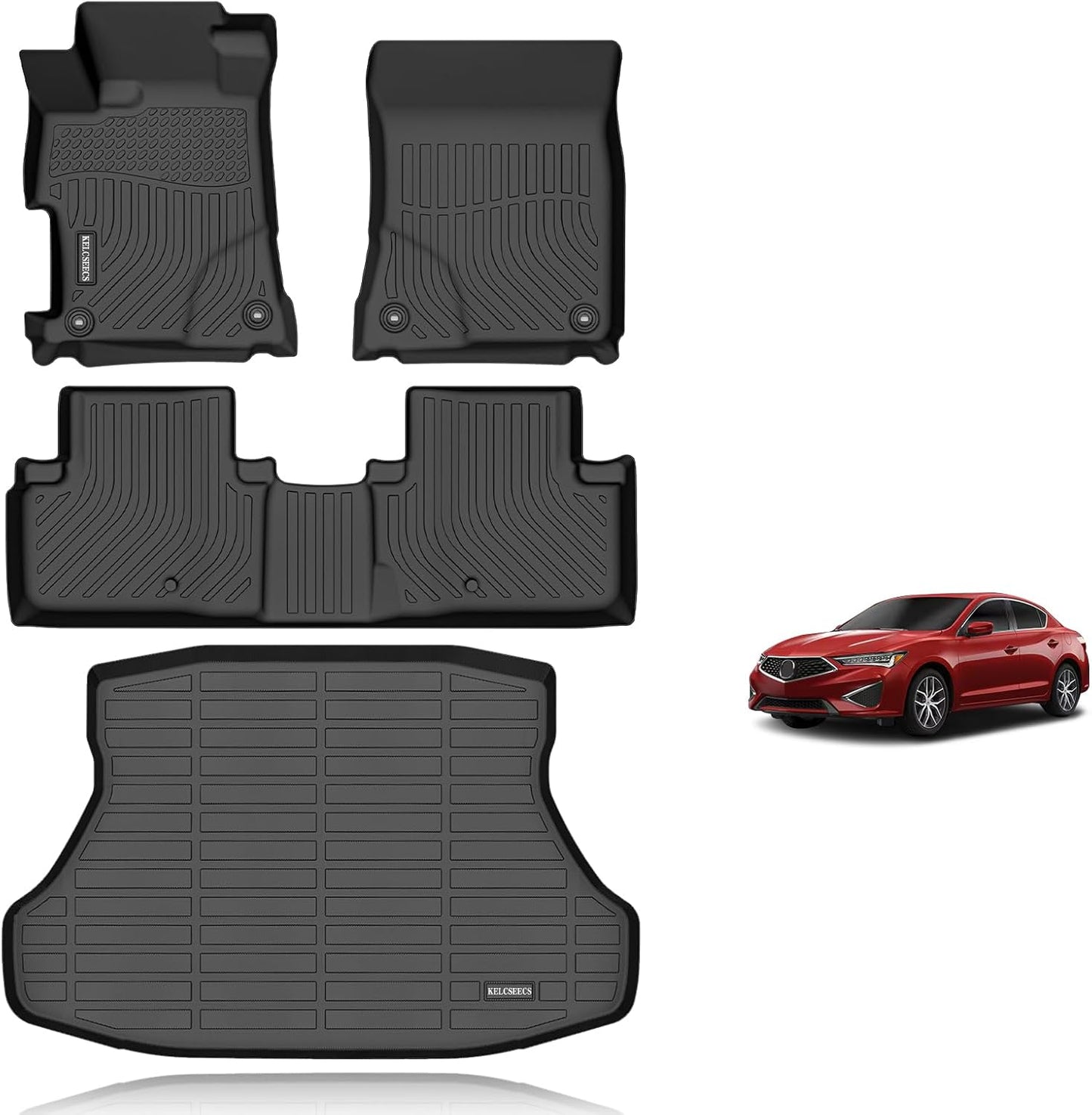 KELCSEECS® Floor Mats & Cargo Liner Custom for 2013-2022 Acura ILX All Weather Protection TPE Floor Liners Front& Rear Row Full Set Acura ILX Accessories Black