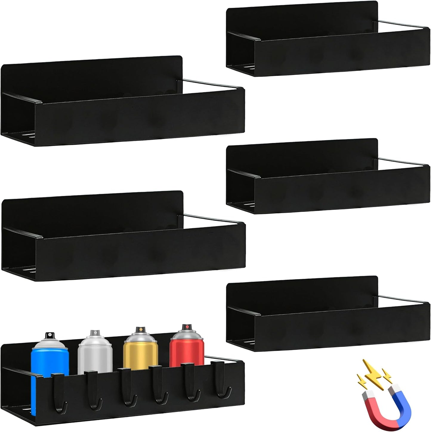 6Pcs Magnetic Aerosol Spray Can Holder, Steel Magnet Spray Toolbox Bottle Holder Rack Mechanic Paint Can Organizer Tool Box Storage Rack for Garage Home Workspace