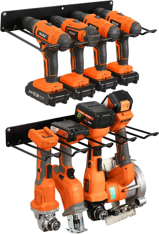 Drill Holder Wall Mount,Power Tool Organizer,Heavy Duty Garage Tool Organizers and Storage,2 Pack Power Tool Storgae Racks Set Solid Metal Black…