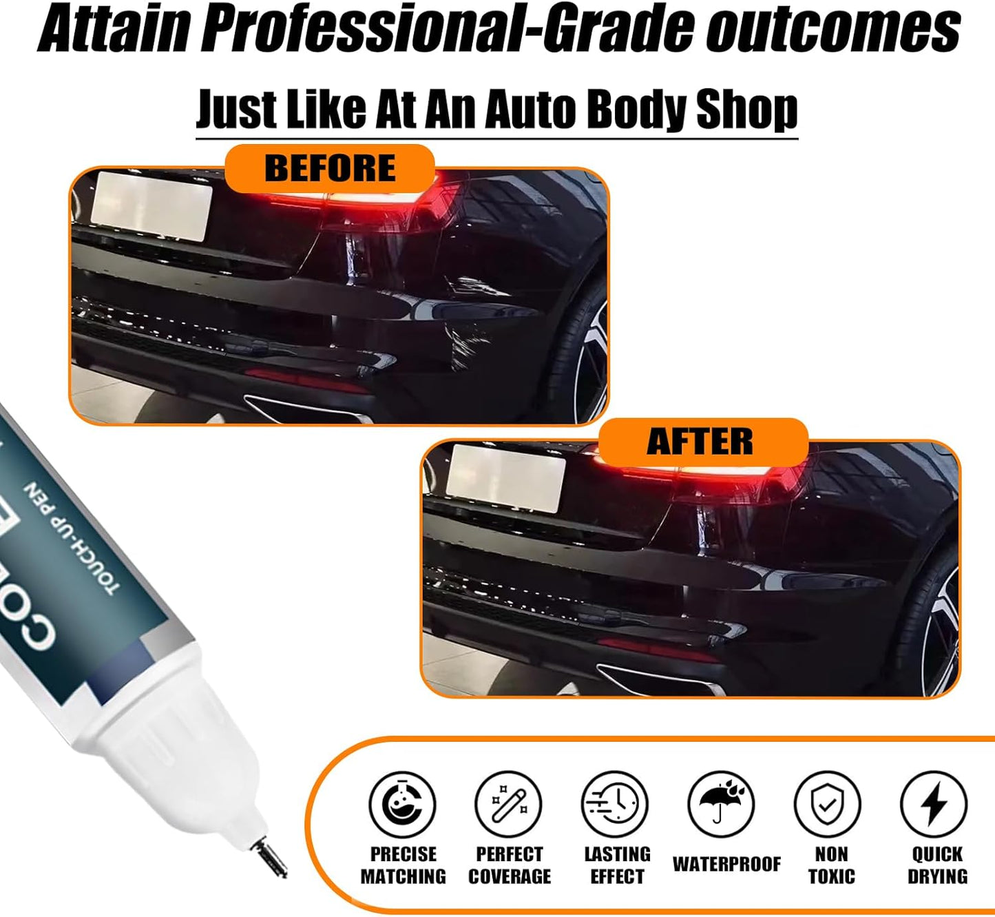 Brilliant Black(LY9B/A2) Touch Up Paint Compatible with Audi, Car Paint Pen Scratch Repair Two-In-One Touch Up Paint, Premium Car Scratch Remover for Deep Scratches