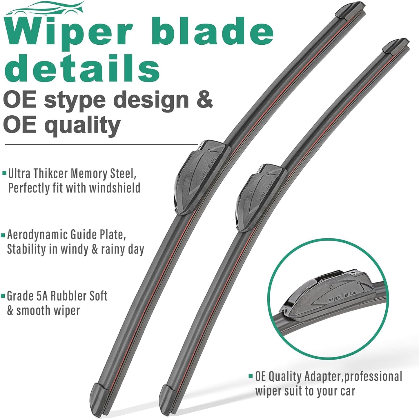 26" 20" 12" Windshield Wiper Blades Replacement for Hyundai Palisade 2020 2021 2022 2023 2024 2025 Premium All Weather Front Rear Wipers Set - OEM Quality (Pack of 3)