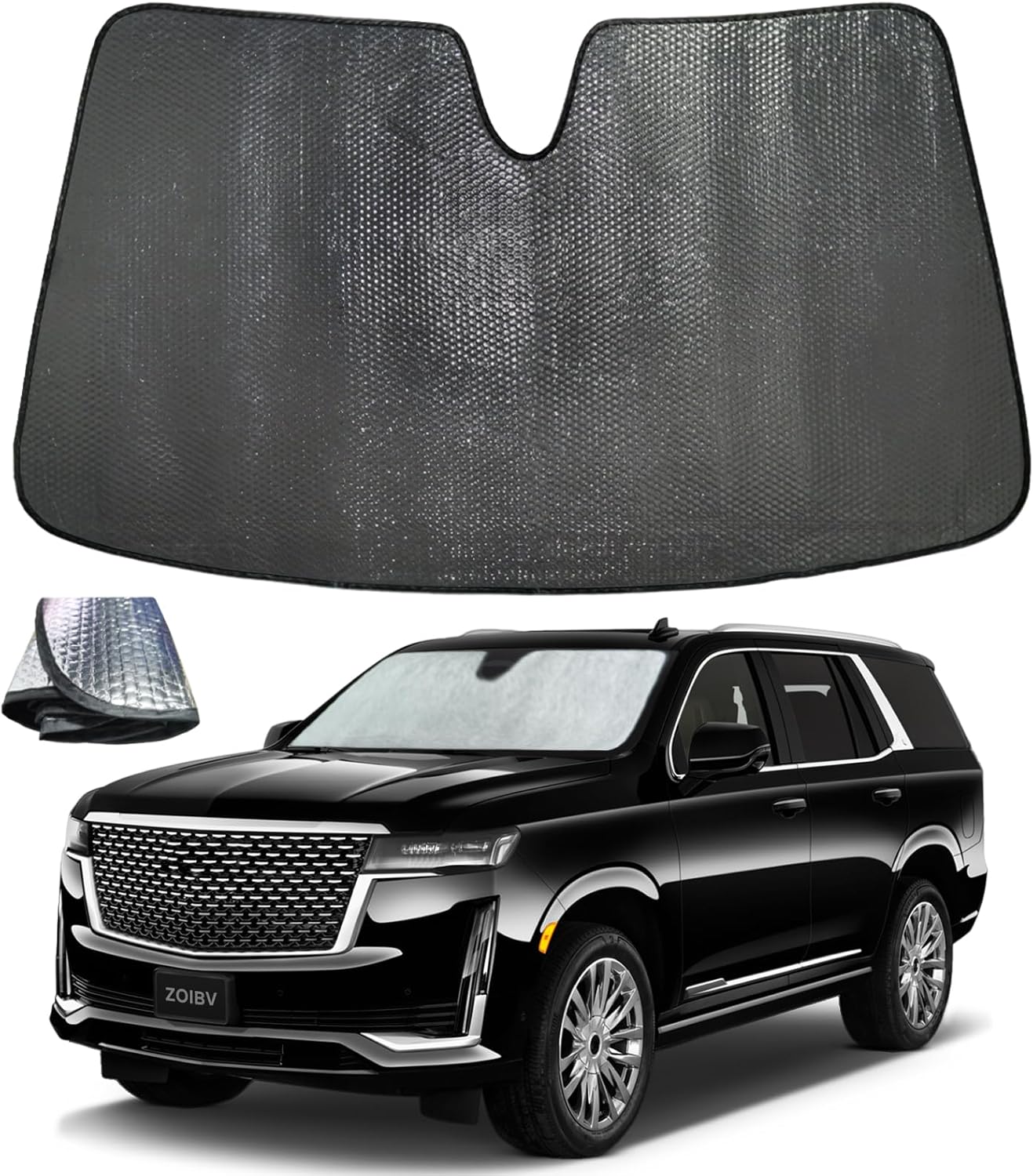 Windshield Sun Shade for Cadillac Escalade 2021-2025 - 5-Layer Bubble Foldable Front Window Shade Sun Visor Accessories - Blocks Heat & UV Rays