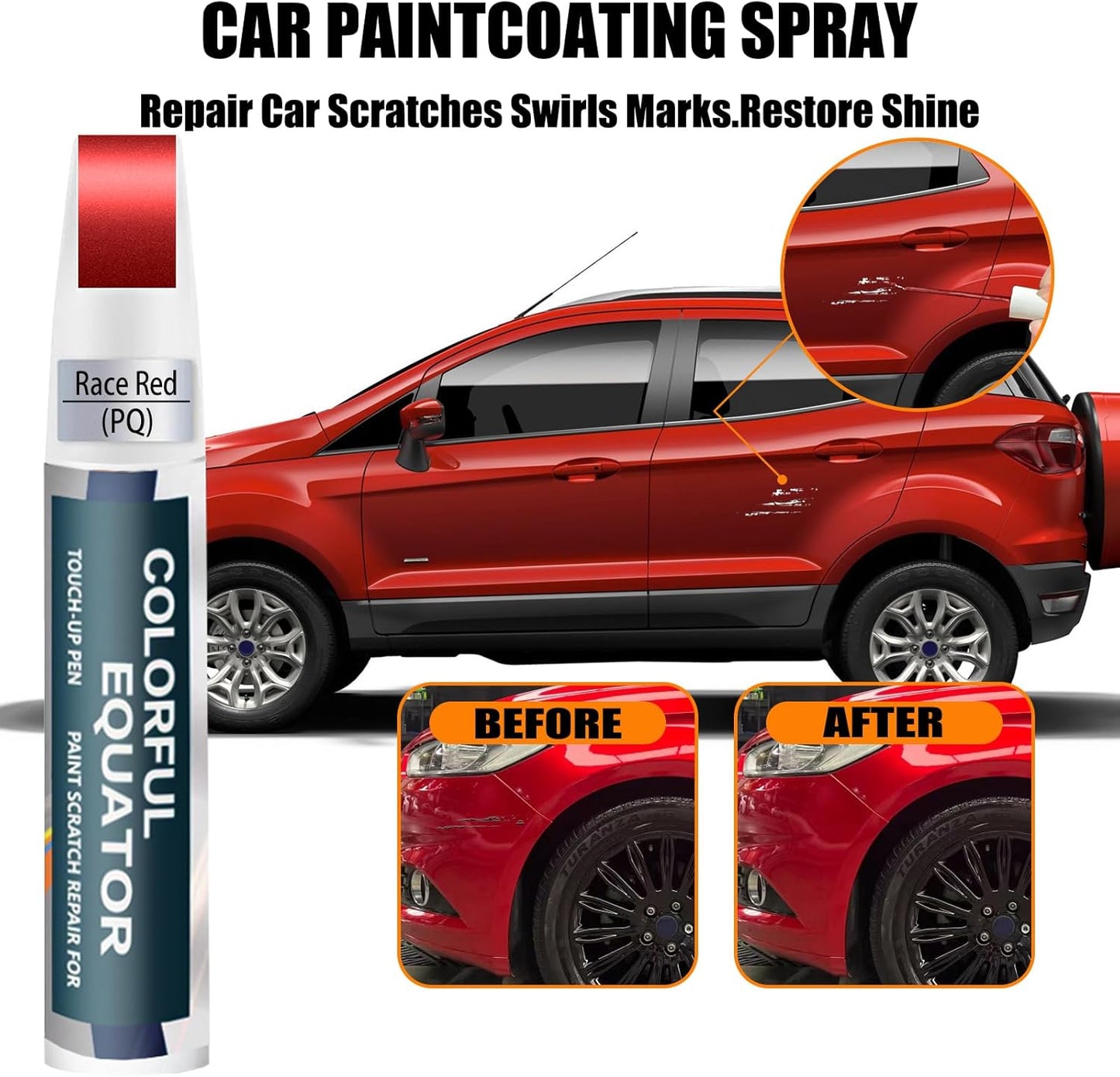 PQ Race Red Touch Up Paint for Ford, Car Paint Pen Scratch Repair Two-In-One Touch Up Paint, Premium Car Scratch Remover for Deep Scratches