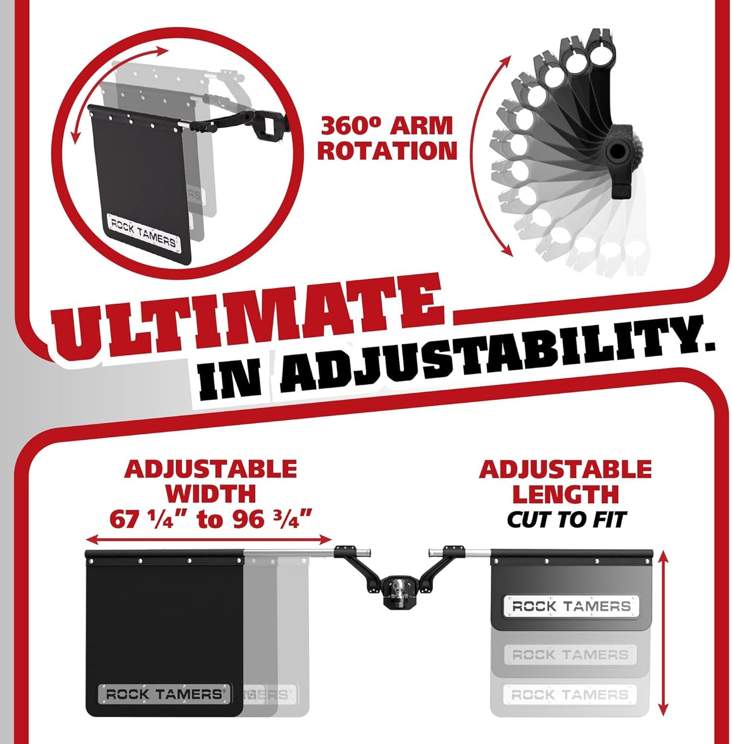 Rock Tamers 00108 - 2" Official Mudflap System - 2" Hitch Receiver, Check Measurements - Removeable and Adjustable Mud Flaps for Trucks - 1 System