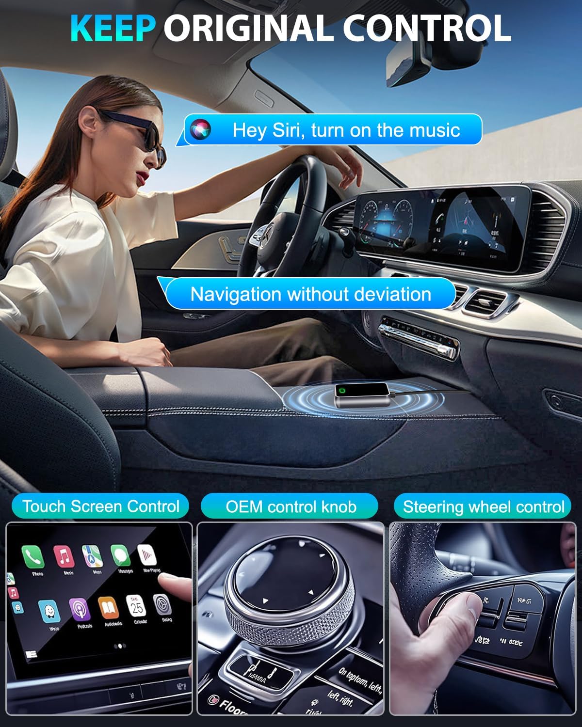 Wireless Carplay Adapter for iPhone, Converts Wired CarPlay to Wireless, Plug and Play Dongle for Apple CarPlay, Bluetooth Control Adapter for Cars from 2016 & Cars with Built-in CarPlay