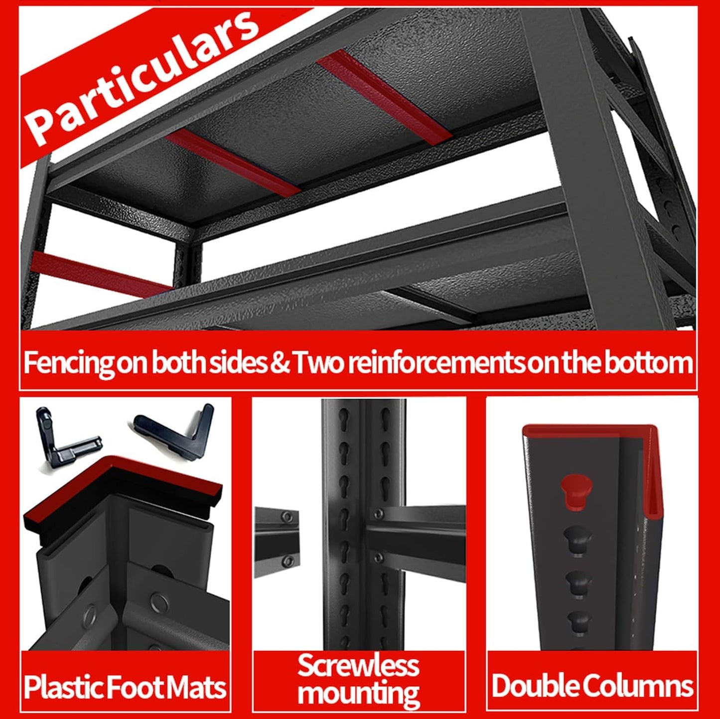 72" H Garage Shelving 5 Tier Shelving Unit, 3500Lbs Adjustable Metal Garage Storage Shelves Heavy Duty for Basement, Warehouse, Kitchen, Pantry (71.18'H X 35.43''W X 15.75''D)