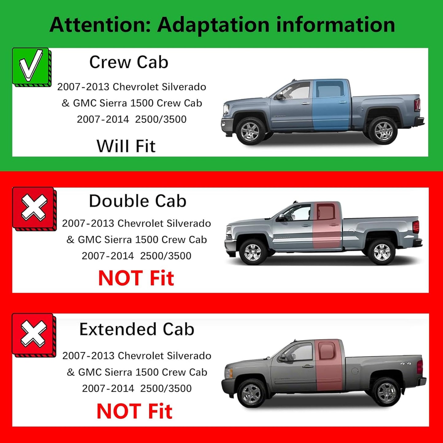 Floor Mats for 2007-2013 Chevy Silverado & GMC Sierra 1500 Crew Cab 2007-2014 2500/3500 HD TPE All Weather Full Cover Protection,Front & 2nd Row