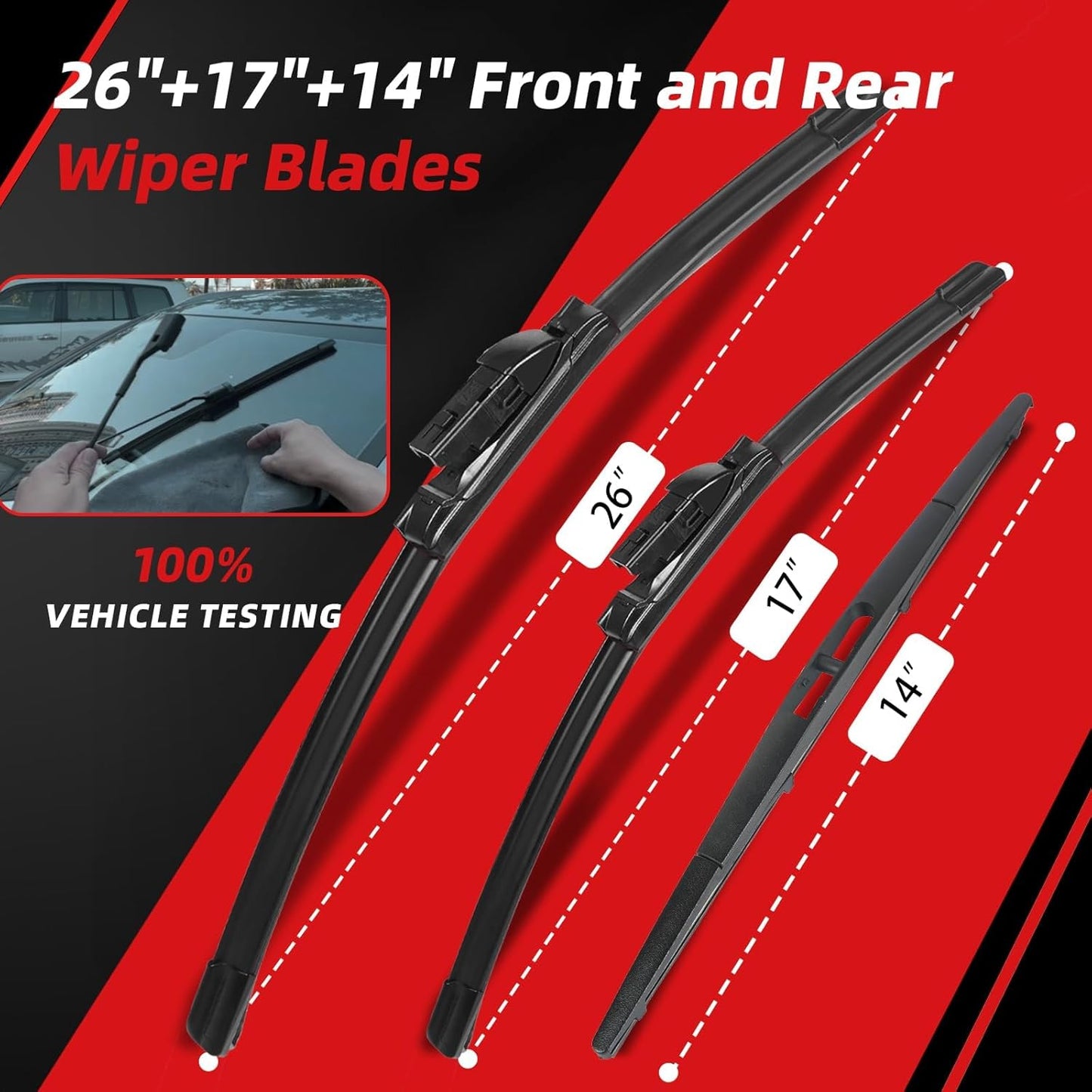 OTUAYAUTO Windshield Wiper Blades - Replacement for Subaru Forester 2019-2024, Front and Rear Wiper Blade, Top Lock - 26"+17"+14" (Pack of 3)