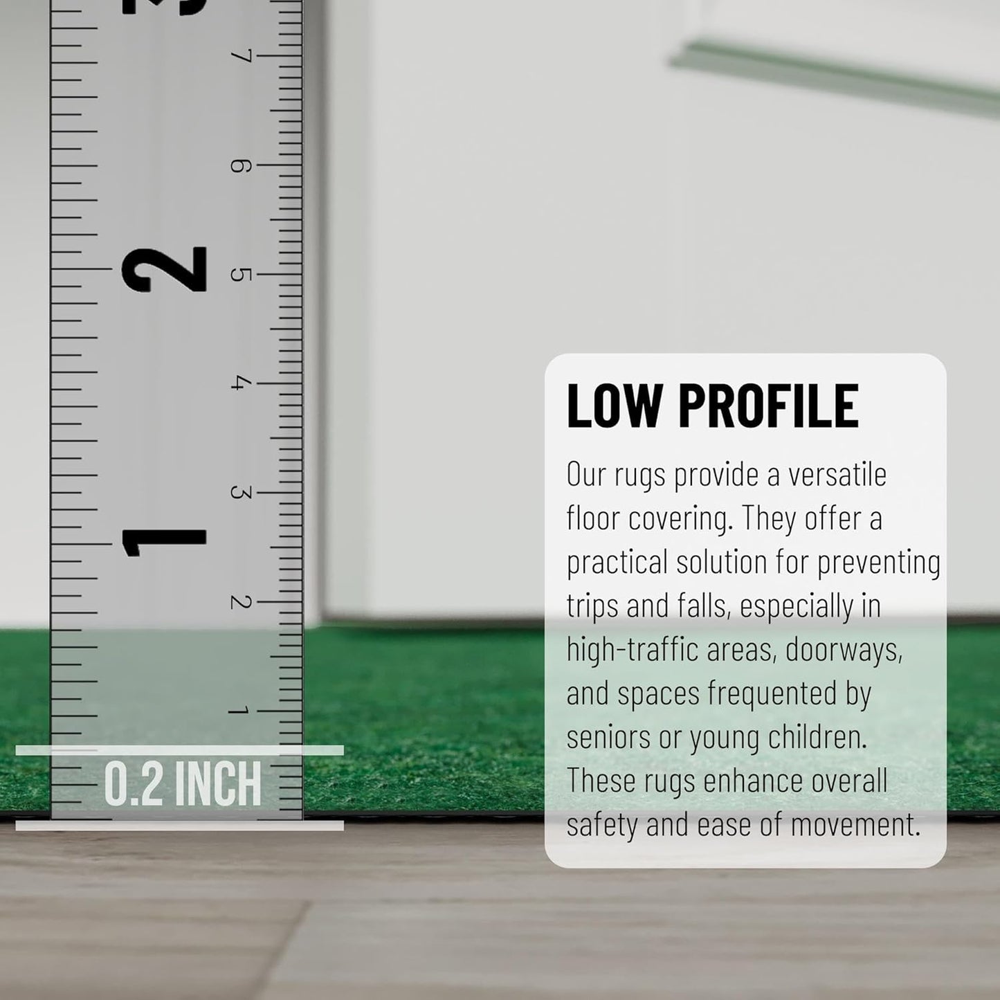 Ottomanson 2' x 17' Hallway Runner with Scraper Pile Extra Durable Non-Slip Rug Mat for Indoor & Outdoor Use - Ideal for Kitchen, Entryway, Patio & Garage - High-Traffic Carpet, Green