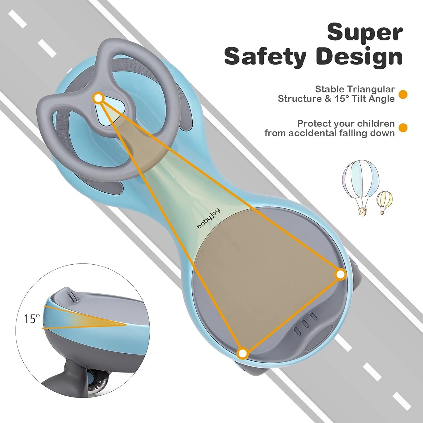 HONEY JOY Wiggle Car, 2 in 1 Swing Car for Kids, LED PU Flashing Wheels, No Batteries, Music, Gears or Pedals, Uses Twist, Turn, Ride On Toy for Toddlers Boys Girls 3 Years and Up (Blue)