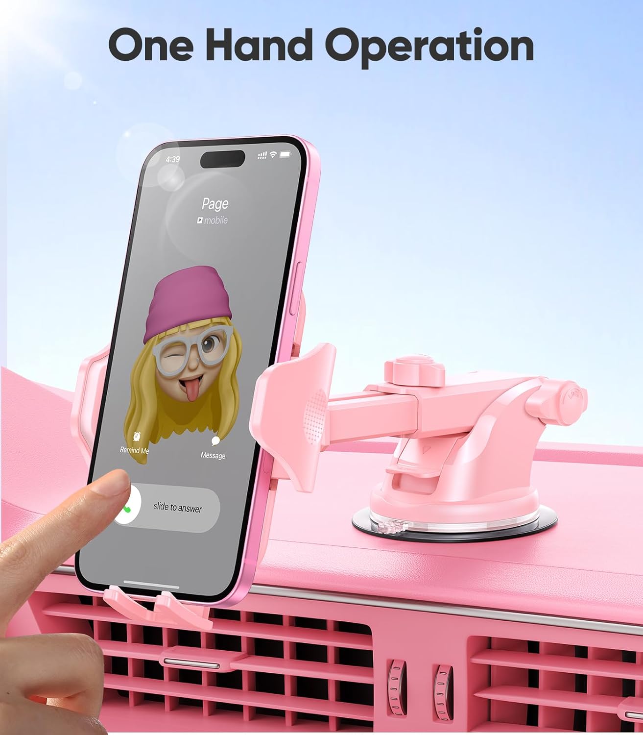 VICSEED Pink Phone Holders for Your Car, [True Military-Grade Strongest Suction Power], 3-in-1 Dashboard Windshield Vent, Truck Boat Stand Cell Phone Mount for iPhone Android All Phones