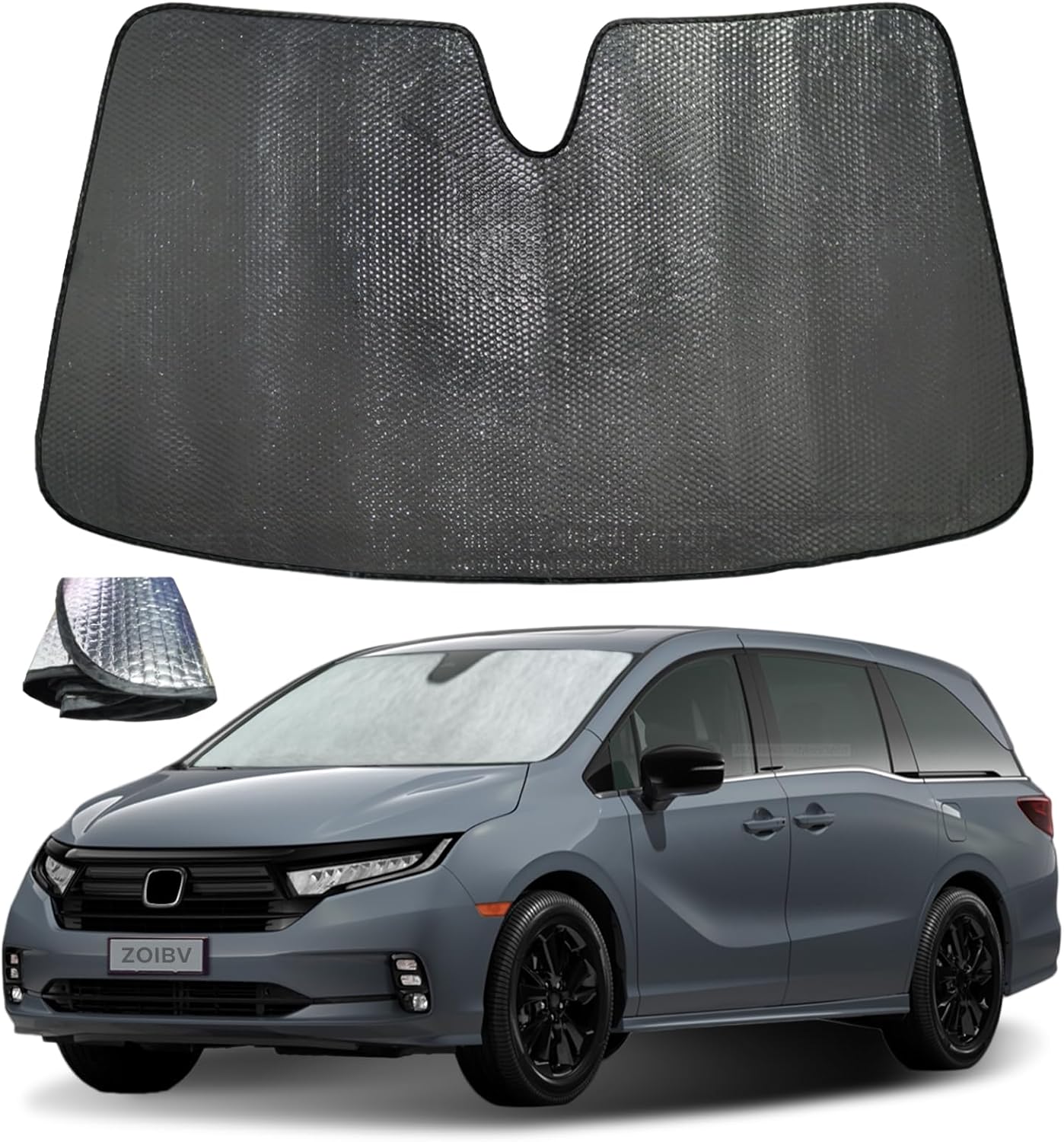 Windshield Sun Shade for Honda Odyssey (LX EX EX-L Touring Elite Minivan) 2018-2025 - 5-Layer Bubble Foldable Front Window Shade Sun Visor Accessories - Blocks Heat & UV Rays