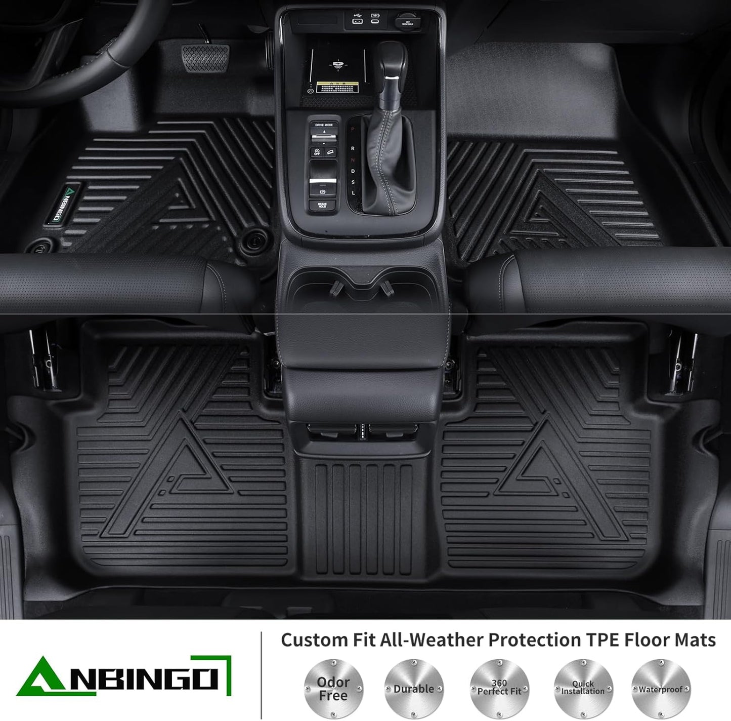 ANBINGO® All Weather Car Floor Mats & Cargo Liner for Honda HRV 2023 2024 2025 2026 | HR-V Hybrid 2023 2024 2025 2026, Fit for LX | Sport | EX-L, Custom Fit Full Set Accessories - Black