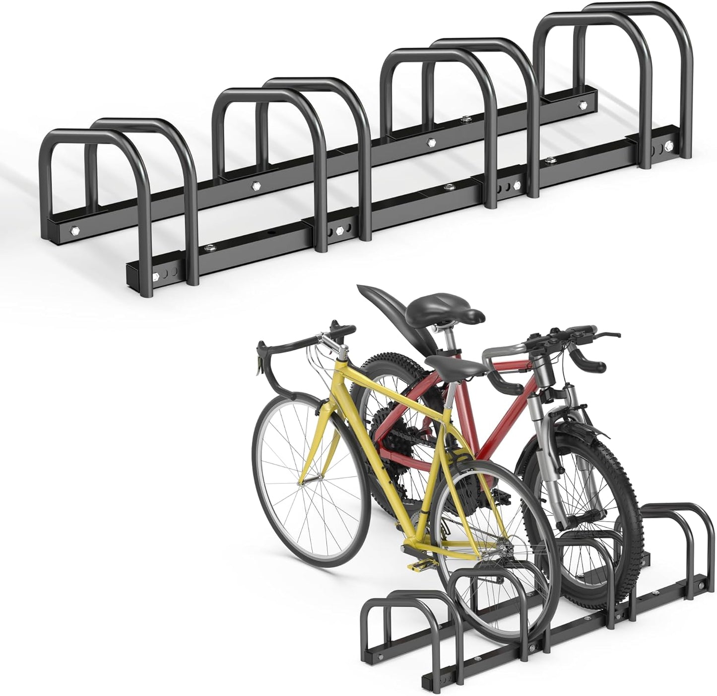 Ultrawall Bike Storage Rack for Garage, 4 Bikes Floor Bike Stand, Bicycle Parking Holder Stand for Indoor/Outdoor, Fit 22-28" Wheel Tire Width 2.1"