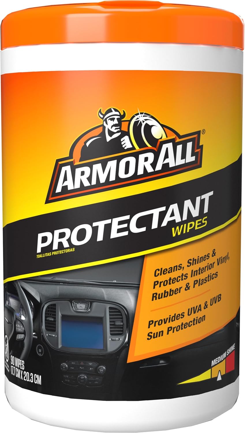 Armor All Car Interior Protectant Wipes, 90 Count Canister, UV Protectant for Vinyl, Rubber, Plastic, Trim and Dashboards
