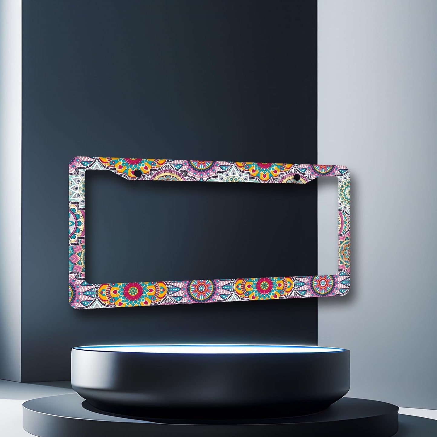 Mandala Hippie License Plate Frame Boho Print License Plate Holder Stainless Steel Front and Rear Car Tags Auto Parts Funny License Plate Decoration with Screws for Men Women s 12.2"x 6.2"