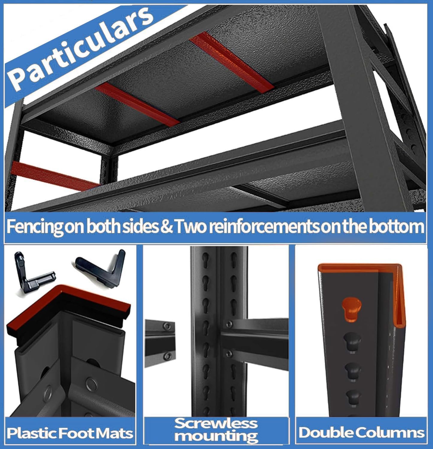 Garage Shelving Metal Storage Shelves 3500Lbs Heavy Duty Shelf Adjustable Shelving Units Metal Garage Storage Shelves for Basement, Commercial, Warehouse, Industrial, Black