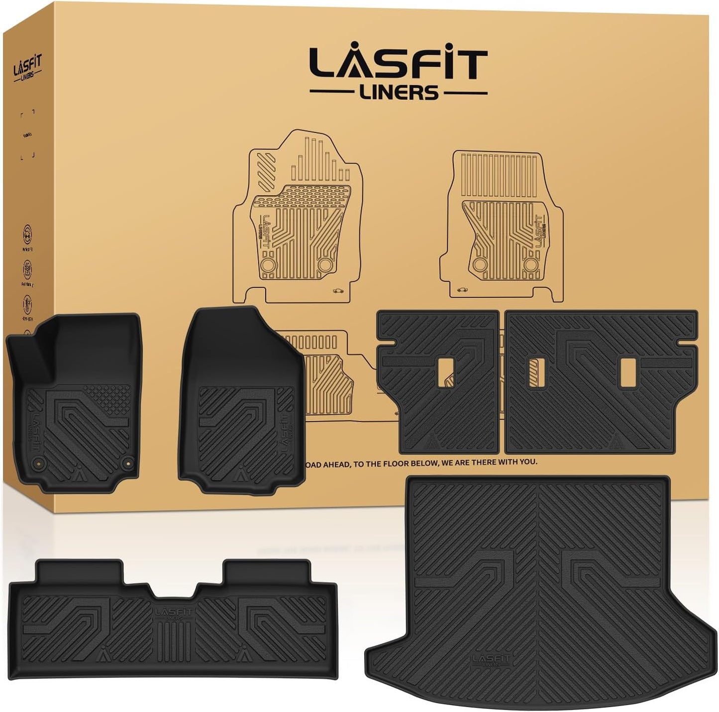 LASFIT Floor Mats & Cargo Liner with Backrest Mat 2025-2026 for Chevrolet Chevy Equinox/GMC Terrain (Not for Equinox EV), All Weather TPE Custom Fit Floor Mats, Car Mats Full Set for Equinox/Terrain